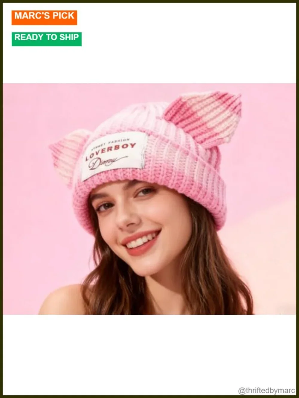 Crochet Cat Ear Beanie Hat - Y2K Soft Slouchy Knit